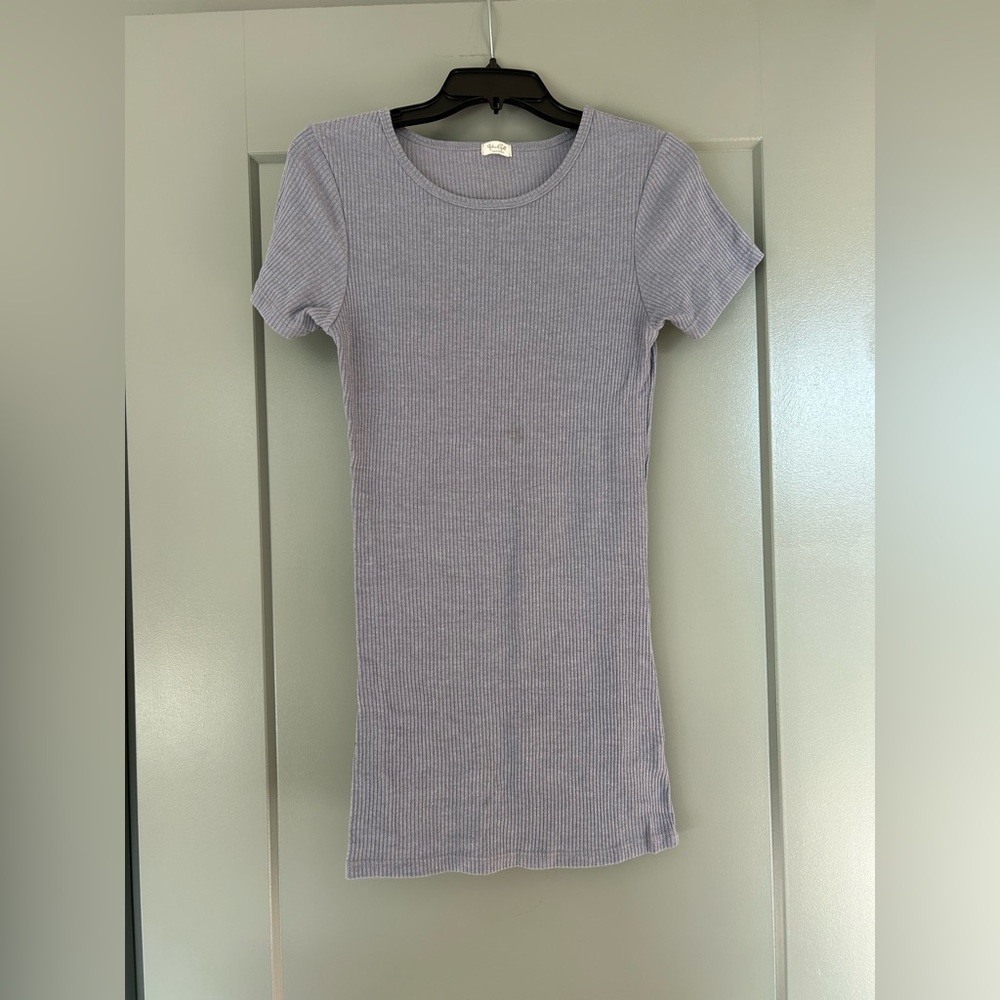 Ribbed Bodycon T Shirt Dress in Lavender